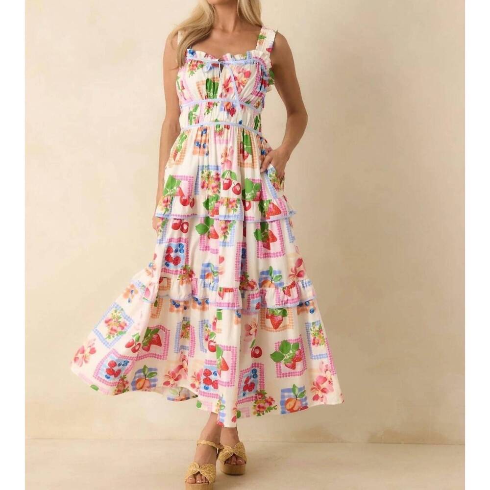 NEW PROSPERINA molly midi dress in tutti fruitti print